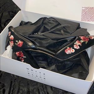 Floral embroidered heels